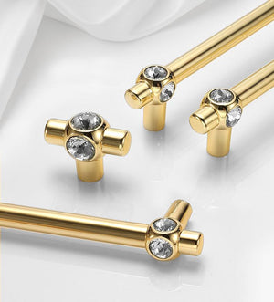 Alloy Diamond Cabinet Pulls & Knobs - Gold Finish for Wardrobes - #4 - 96mm / 1pc