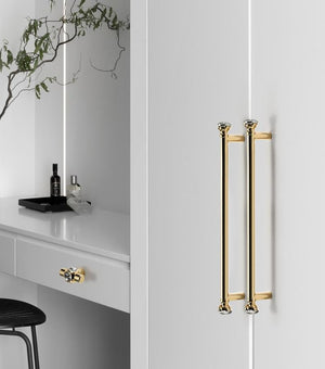 Alloy Diamond Cabinet Pulls & Knobs - Gold Finish for Wardrobes - #4 - 128mm / 1pc