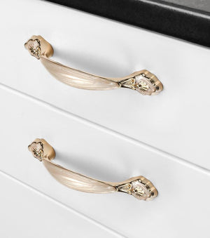 Alloy Floral Cabinet Pulls & Knobs - Gold Finish Furniture Hardware - #6 - 128mm / 1pc