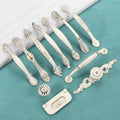 Alloy Floral Cabinet Pulls & Knobs - White Finish for Wardrobes - #1 / 1pc