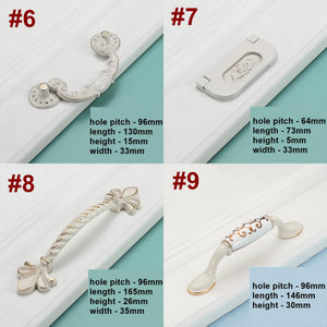 Alloy Floral Cabinet Pulls & Knobs - White Finish for Wardrobes - #2 - 30mm / 1pc
