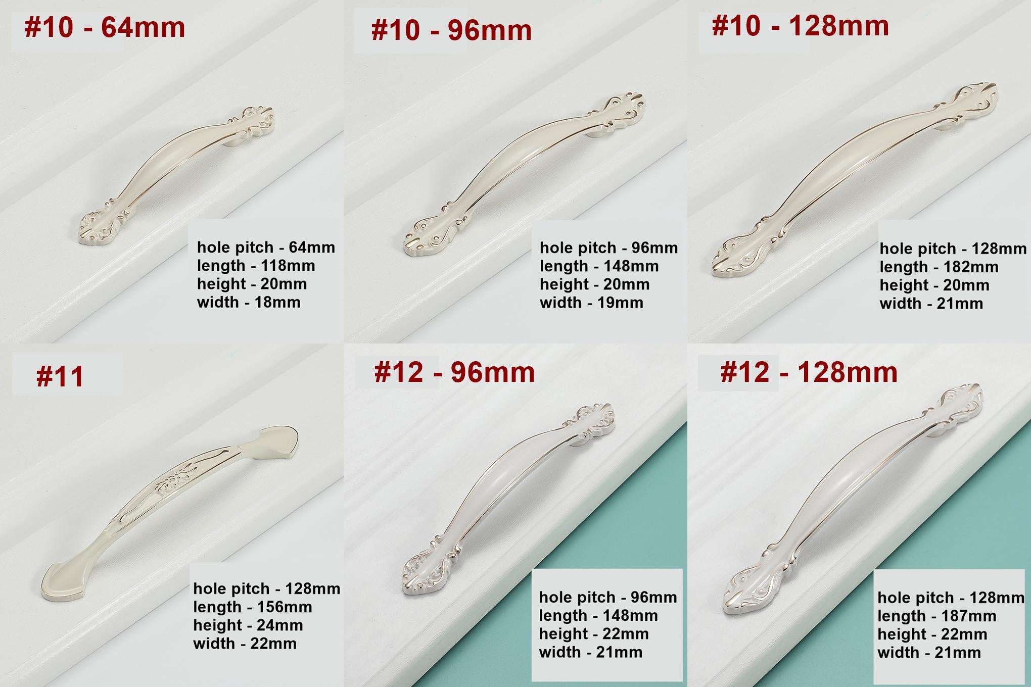 Alloy Floral Cabinet Pulls & Knobs - White Finish for Wardrobes - #3 / 1pc