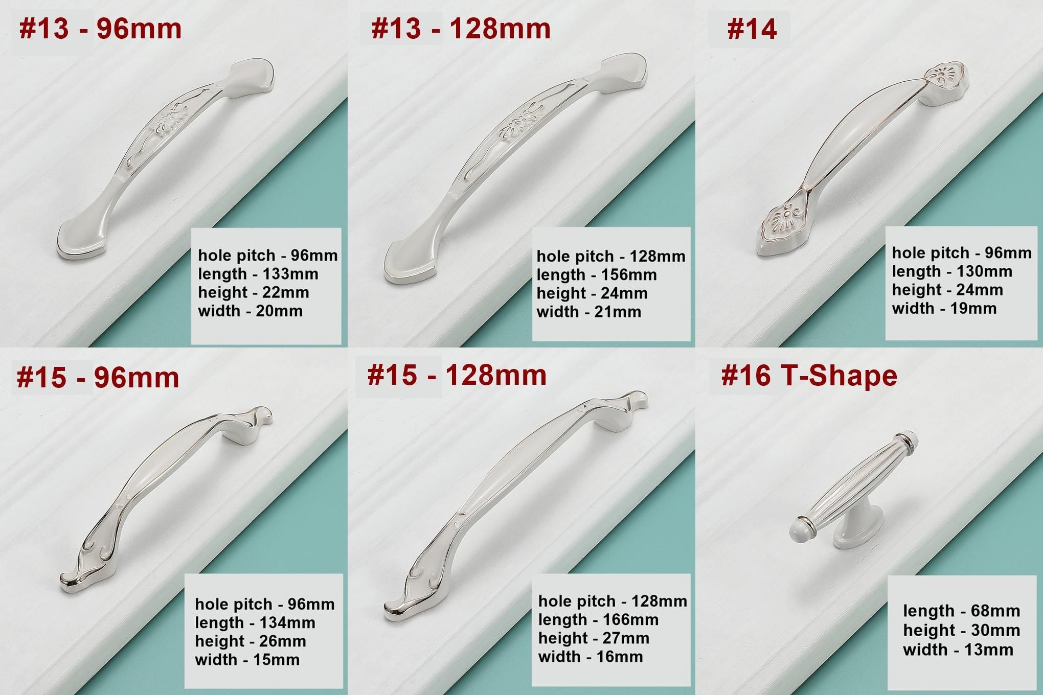 Alloy Floral Cabinet Pulls & Knobs - White Finish for Wardrobes - #4 / 1pc