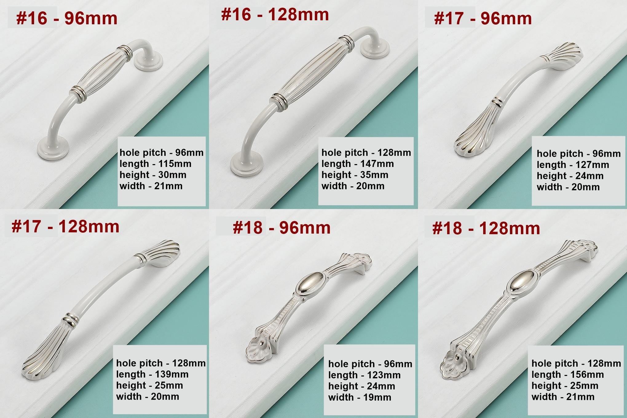 Alloy Floral Cabinet Pulls & Knobs - White Finish for Wardrobes - #5 / 1pc