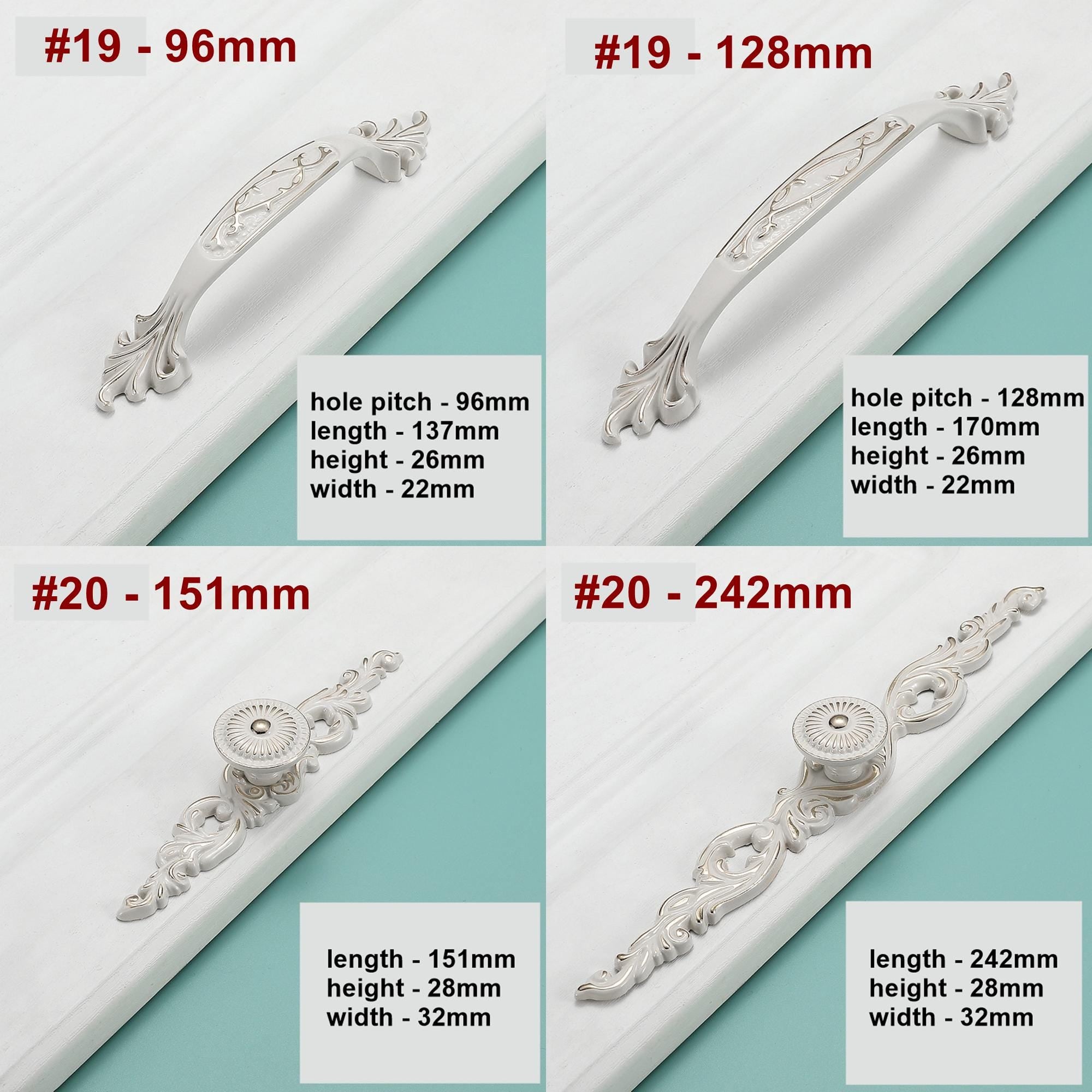 Alloy Floral Cabinet Pulls & Knobs - White Finish for Wardrobes - #6 / 1pc