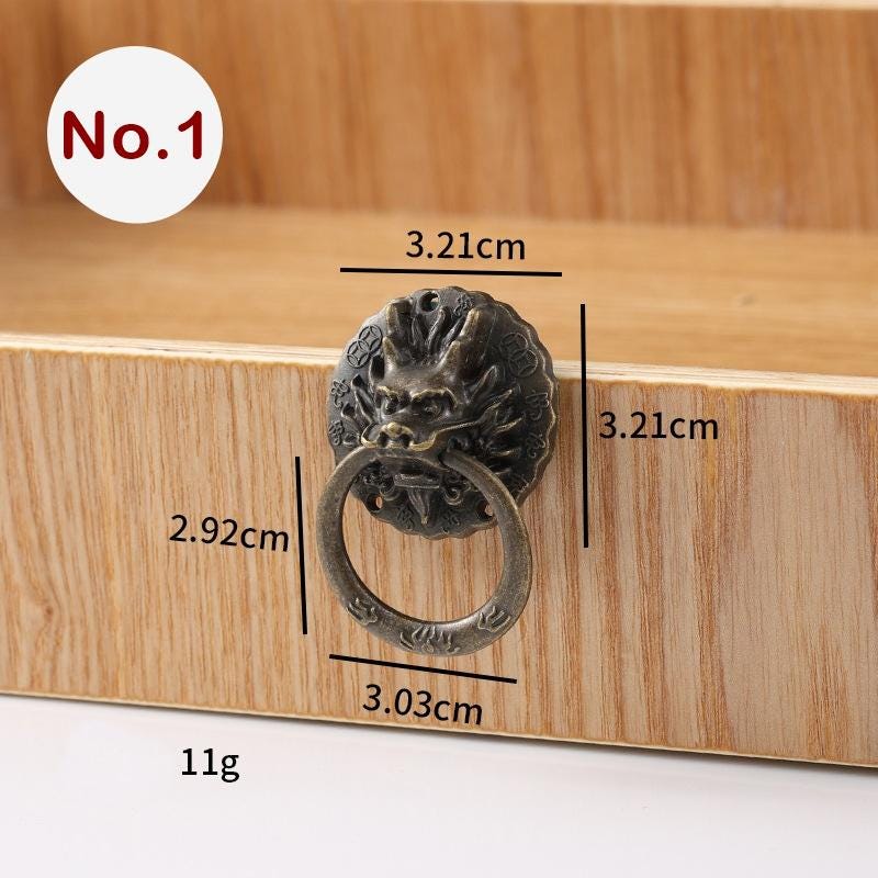 Alloy Floral Door Knocker Ring Pulls - Antique Bronze Finish - No.1 / 10pcs