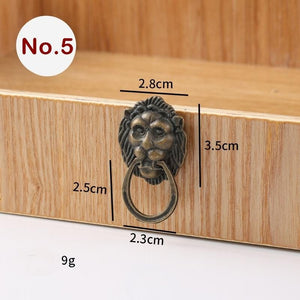 Alloy Floral Door Knocker Ring Pulls - Antique Bronze Finish - No.3 / 10pcs
