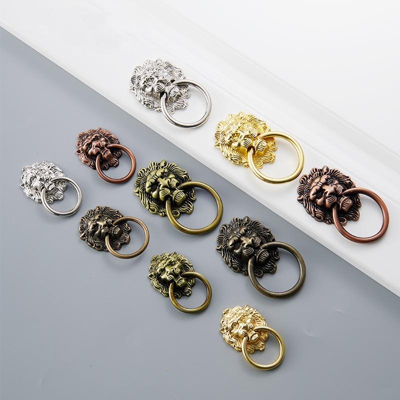 Alloy Floral Door Knocker Ring Pulls - Antique Bronze Finish - No.1 Silver / 10pcs