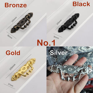 Alloy Floral Door Knocker Ring Pulls - Black Finish for Wardrobes - No.1 Bronze / 10pcs