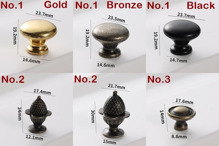Alloy Floral Door Knocker Ring Pulls - Black Finish for Wardrobes - No.1 Bronze / 10pcs