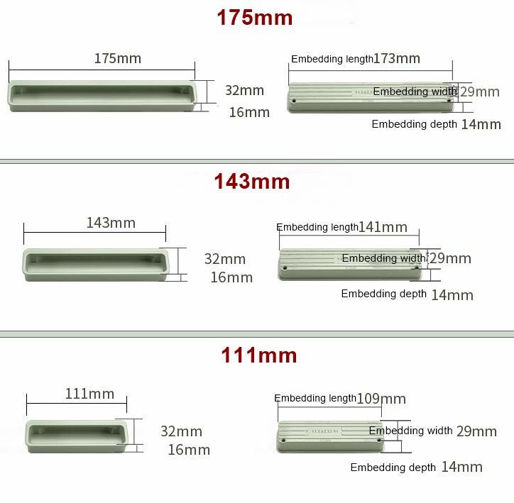Alloy Flush Cabinet Pulls - Black Finish for Cabinets & Drawers - White 143mm / 1pc