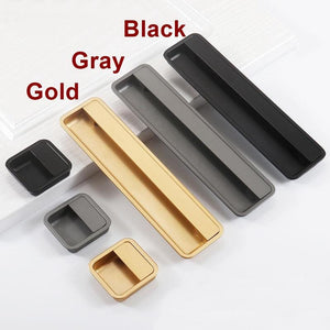 Alloy Flush Cabinet Pulls - Black Finish for Cabinets & Drawers - Black Small / 1pc