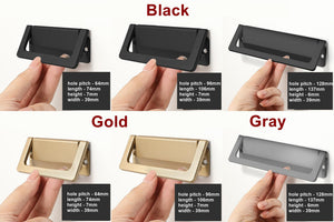 Alloy Flush Cabinet Pulls - Black Finish for Cabinets & Drawers - Black 96mm / 1pc