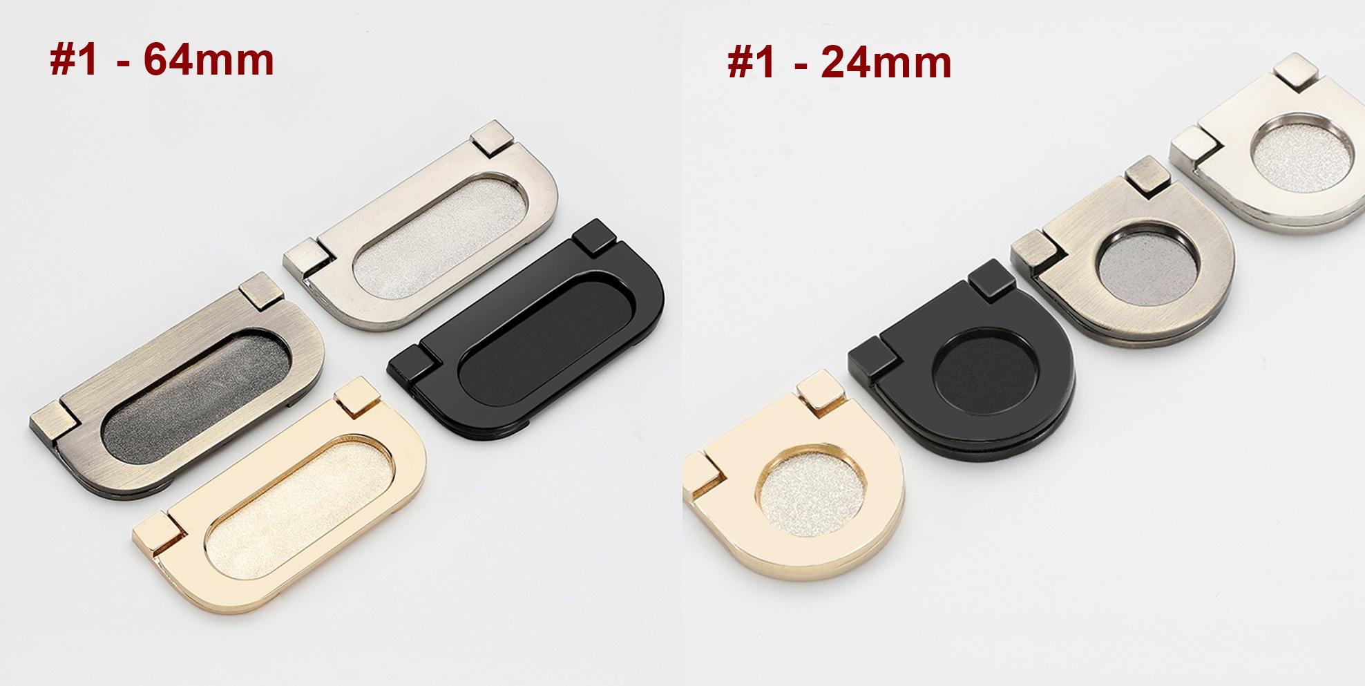 Alloy Flush Cabinet Pulls - Black Finish for Cabinets & Drawers - #1 Gold 64mm / 1pc