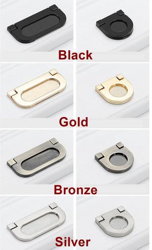 Alloy Flush Cabinet Pulls - Black Finish for Cabinets & Drawers - #1 Bronze 24mm / 1pc