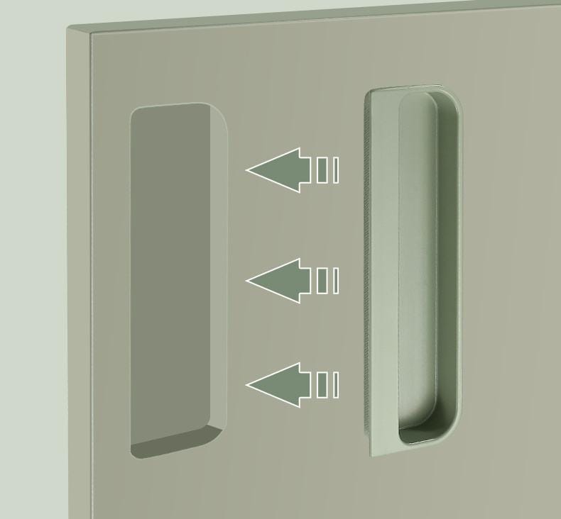 Alloy Flush Cabinet Pulls - Black Finish for Cabinets & Drawers - Cashmere Grey 140mm / 1pc