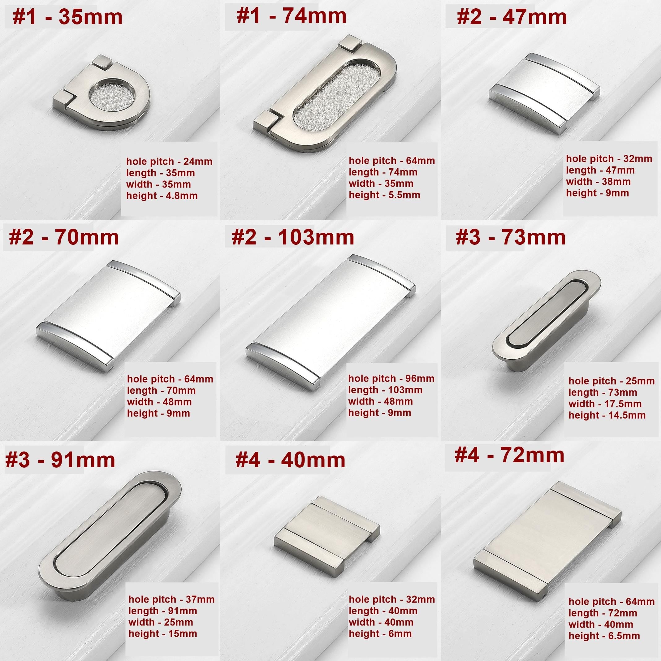 Alloy Geometric Cabinet Edge Pulls - Minimalist Furniture Hardware - #1 - 74mm / 1pc