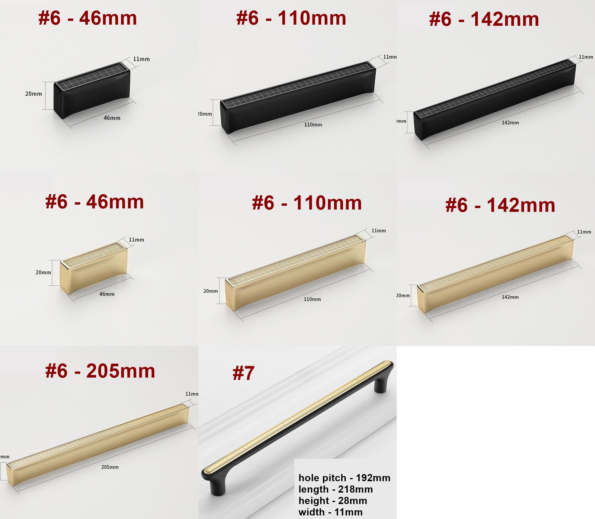 Alloy Geometric Cabinet Pulls & Knobs - Matte Gold Finish Hardware - #2 Black / 1pc