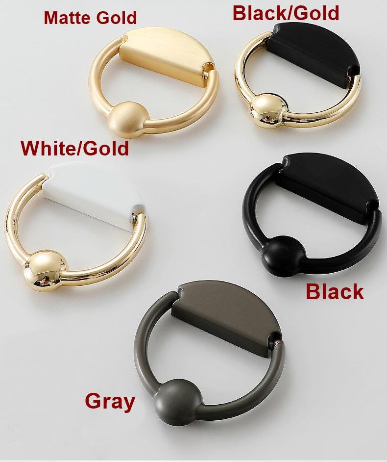 Alloy Geometric Cabinet Pulls & Knobs - Matte Gold Finish Hardware - #2 White/Gold / 1pc