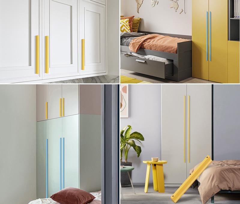 Alloy Geometric Cabinet Pulls & Knobs - Minimalist for Wardrobes - 1000mm Yellow / 1pc