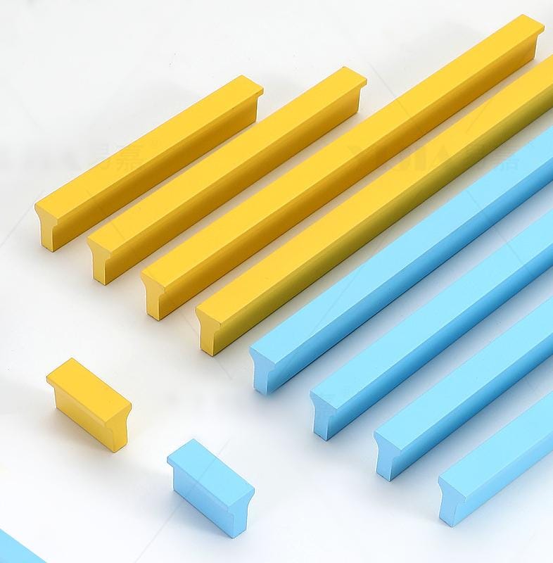 Alloy Geometric Cabinet Pulls & Knobs - Minimalist for Wardrobes - 400mm Blue / 1pc