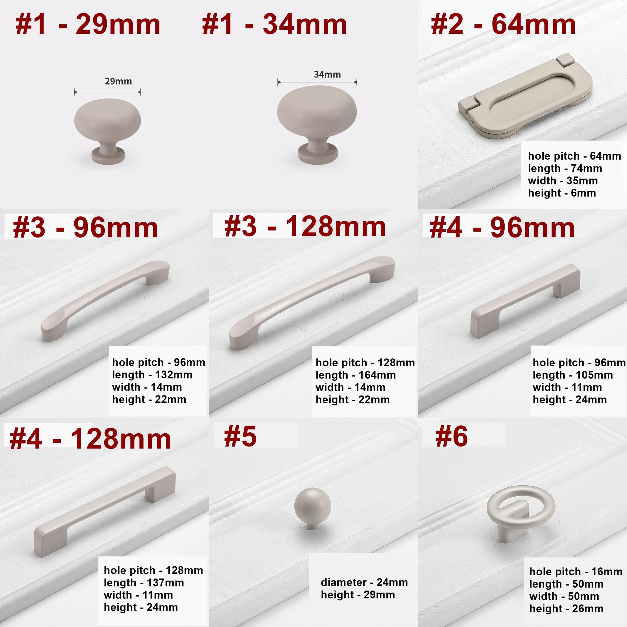 Alloy Geometric Cabinet Pulls & Knobs - Minimalist for Wardrobes - #1 - 34mm / 1pc