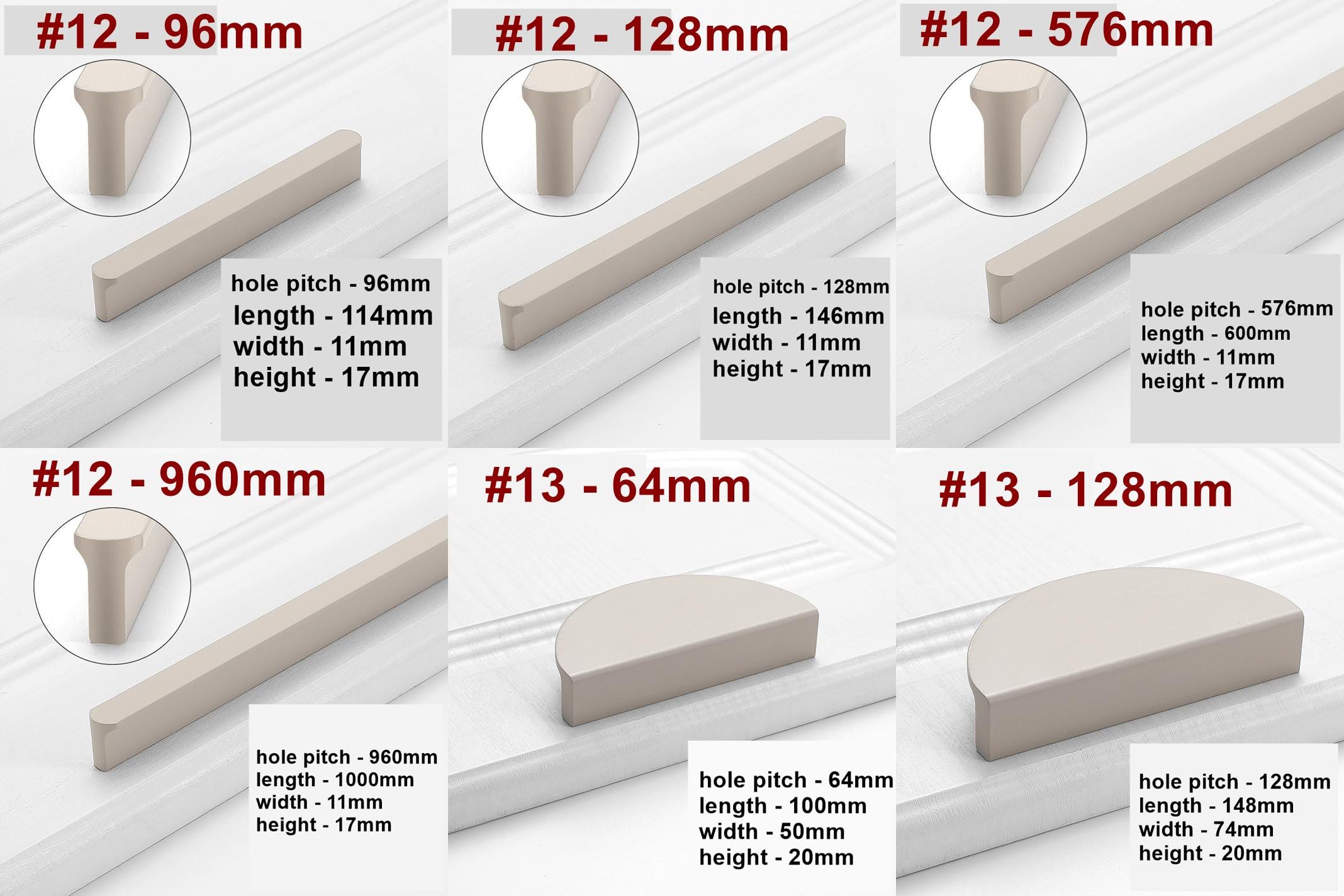 Alloy Geometric Cabinet Pulls & Knobs - Minimalist for Wardrobes - #3 - 96mm / 1pc
