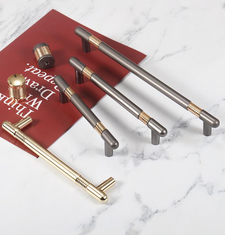 Alloy Industrial Cabinet Pulls & Knobs - Brushed Gold Finish - #1 Gray / 1pc