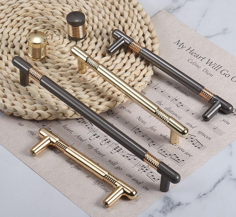 Alloy Industrial Cabinet Pulls & Knobs - Brushed Gold Finish - #2 Gray 128mm / 1pc