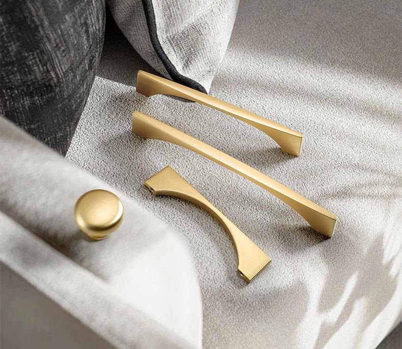 Alloy Mid-Century Cabinet Pulls & Knobs - Black Finish for Cabinets - #2 Gold 224mm / 1pc