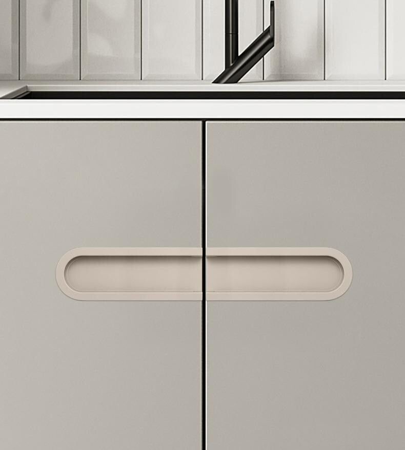 Alloy Minimalist Cabinet Pulls & Knobs - Black Finish for Cabinets - Cashmere Grey 65mm / 1pc