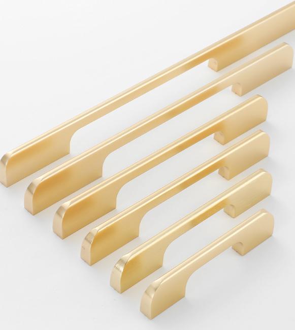 Alloy Minimalist Cabinet Pulls & Knobs - Black Finish for Cabinets - #4 Brass 120mm / 1pc
