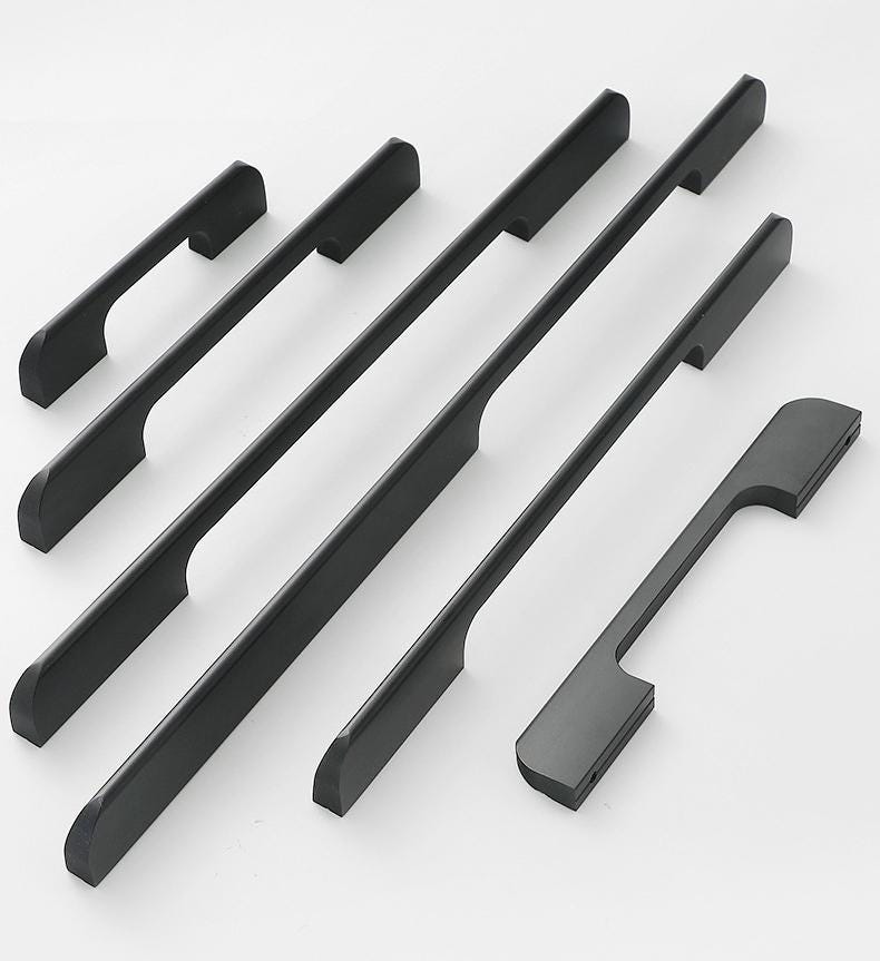 Alloy Minimalist Cabinet Pulls & Knobs - Black Finish for Cabinets - #4 Brass 150mm / 1pc