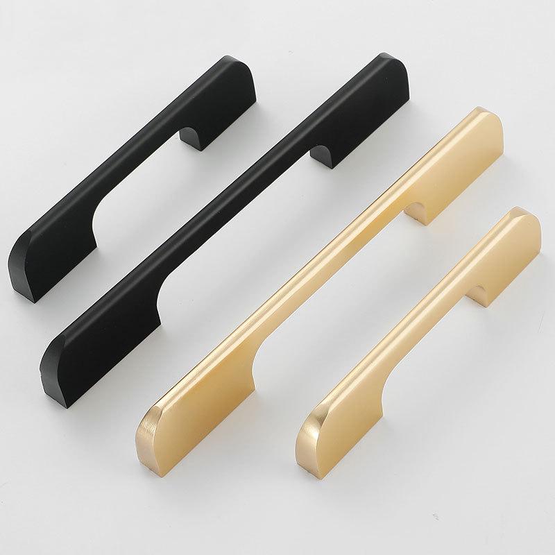 Alloy Minimalist Cabinet Pulls & Knobs - Black Finish for Cabinets - #4 Brass 179mm / 1pc