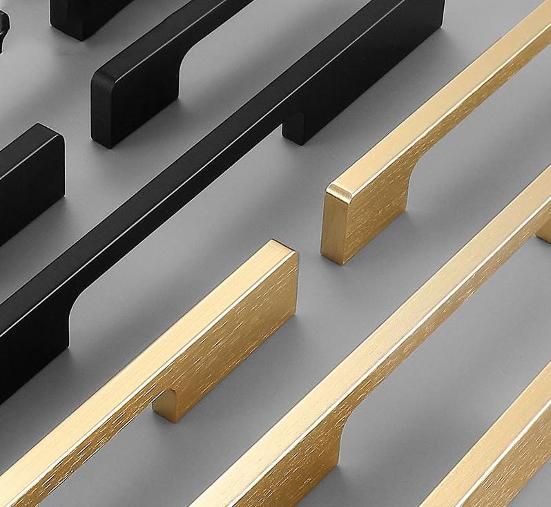 Alloy Minimalist Cabinet Pulls & Knobs - Brushed Gold Finish - Brass 288mm / 1pc