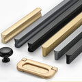 Alloy Minimalist Cabinet Pulls & Knobs - Matte Gold Finish Hardware - #1 Black / 1pc
