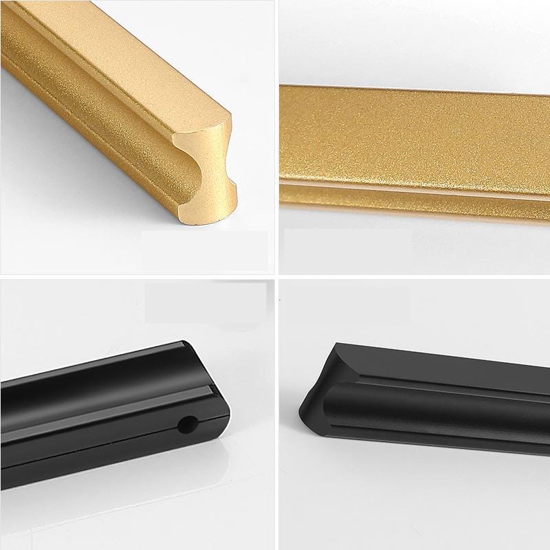 Alloy Minimalist Cabinet Pulls & Knobs - Matte Gold Finish Hardware - #2 Black / 1pc