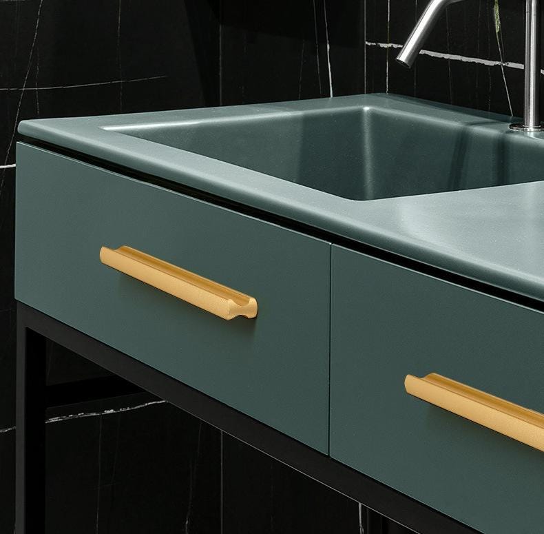 Alloy Minimalist Cabinet Pulls & Knobs - Matte Gold Finish Hardware - #2 Gold / 1pc
