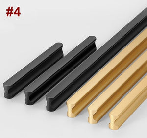 Alloy Minimalist Cabinet Pulls & Knobs - Matte Gold Finish Hardware - #3 Black 96mm / 1pc