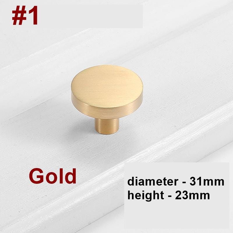 Alloy Minimalist Cabinet Pulls & Knobs - Matte Gold Finish Hardware - #1 Gray / 1pc