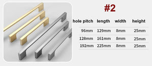 Alloy Minimalist Cabinet Pulls & Knobs - Matte Gold Finish Hardware - #2 Gold 128mm / 1pc