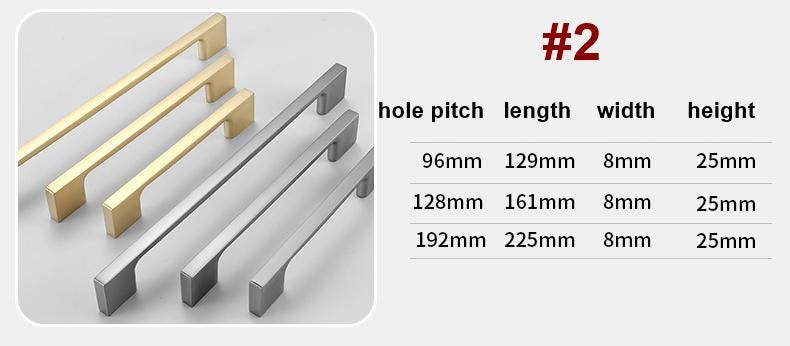 Alloy Minimalist Cabinet Pulls & Knobs - Matte Gold Finish Hardware - #2 Gold 128mm / 1pc