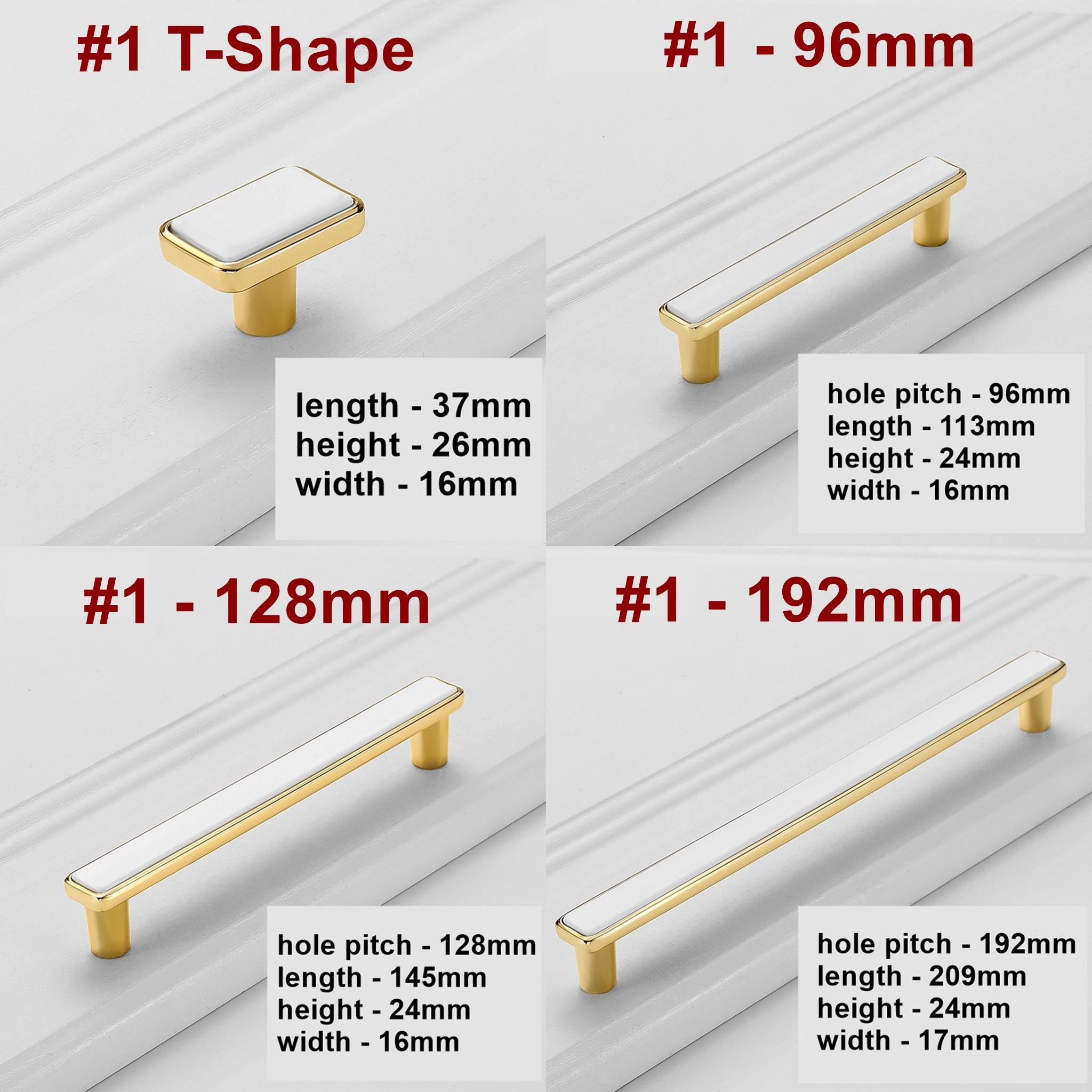 Alloy Minimalist Cabinet Pulls & Knobs - White Finish for Cabinets - #1 - 96mm / 1pc
