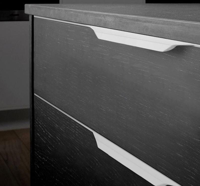 Alloy Minimalist Cabinet Pulls & Knobs - White Finish for Cabinets - 2500mm / 1pc