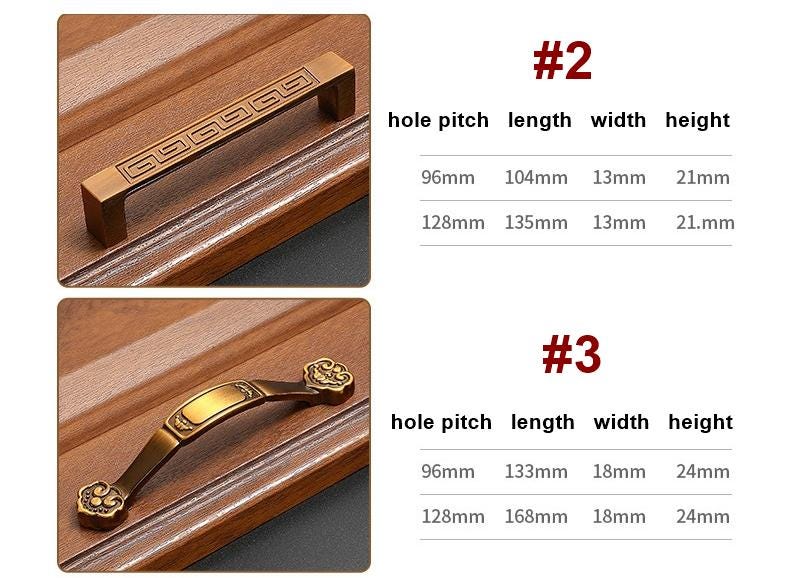 Alloy Oriental Cabinet Pulls & Knobs - Bronze Finish for Cabinets - #2 - 128mm / 1pc