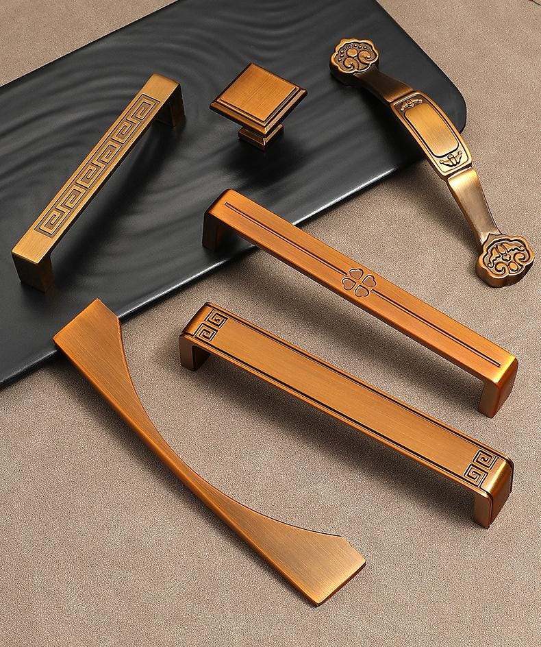 Alloy Oriental Cabinet Pulls & Knobs - Bronze Finish for Cabinets - #4 - 128mm / 1pc
