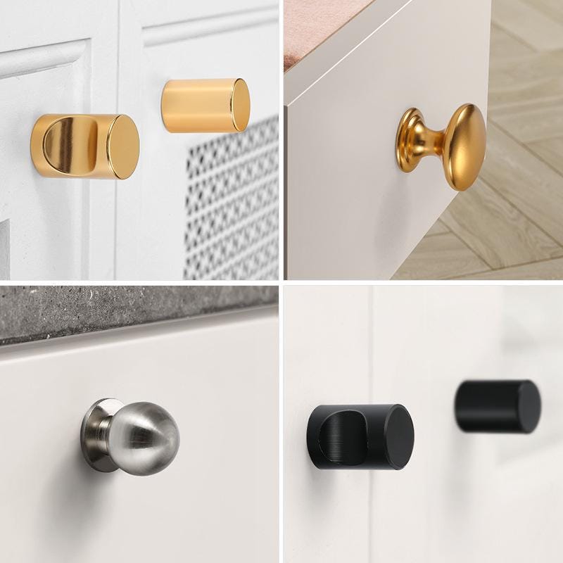 Alloy Round Cabinet Pulls & Knobs - Black Finish for DIY Projects - #2 Gold / 1pc