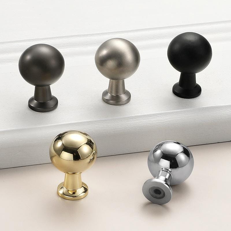 Alloy Round Cabinet Pulls & Knobs - Brushed Nickel Finish Hardware - Gold / 1pc
