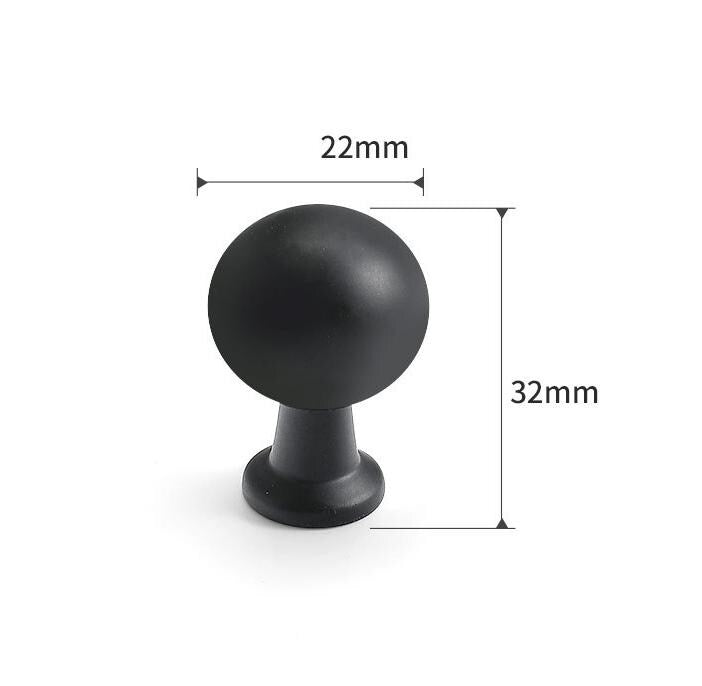 Alloy Round Cabinet Pulls & Knobs - Brushed Nickel Finish Hardware - Black / 1pc