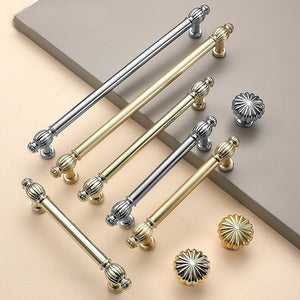 Alloy Round Cabinet Pulls & Knobs - Light Gold Finish for Cabinets - Round Brass / 1pc